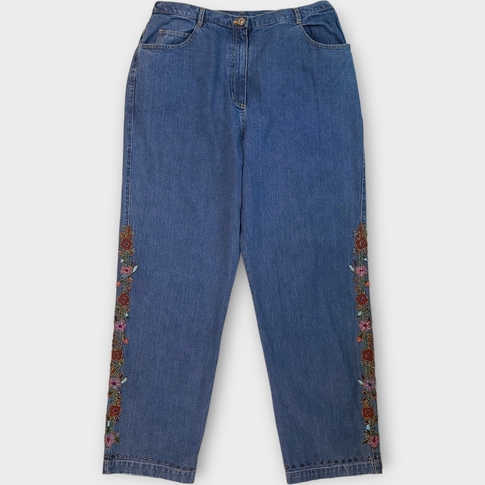 Vintage Y2K Chico's Design Beaded Embellished Jeans